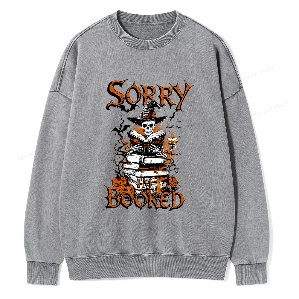 Pagewings Halloween I'm Booked Unisex Washed Sweatshirt