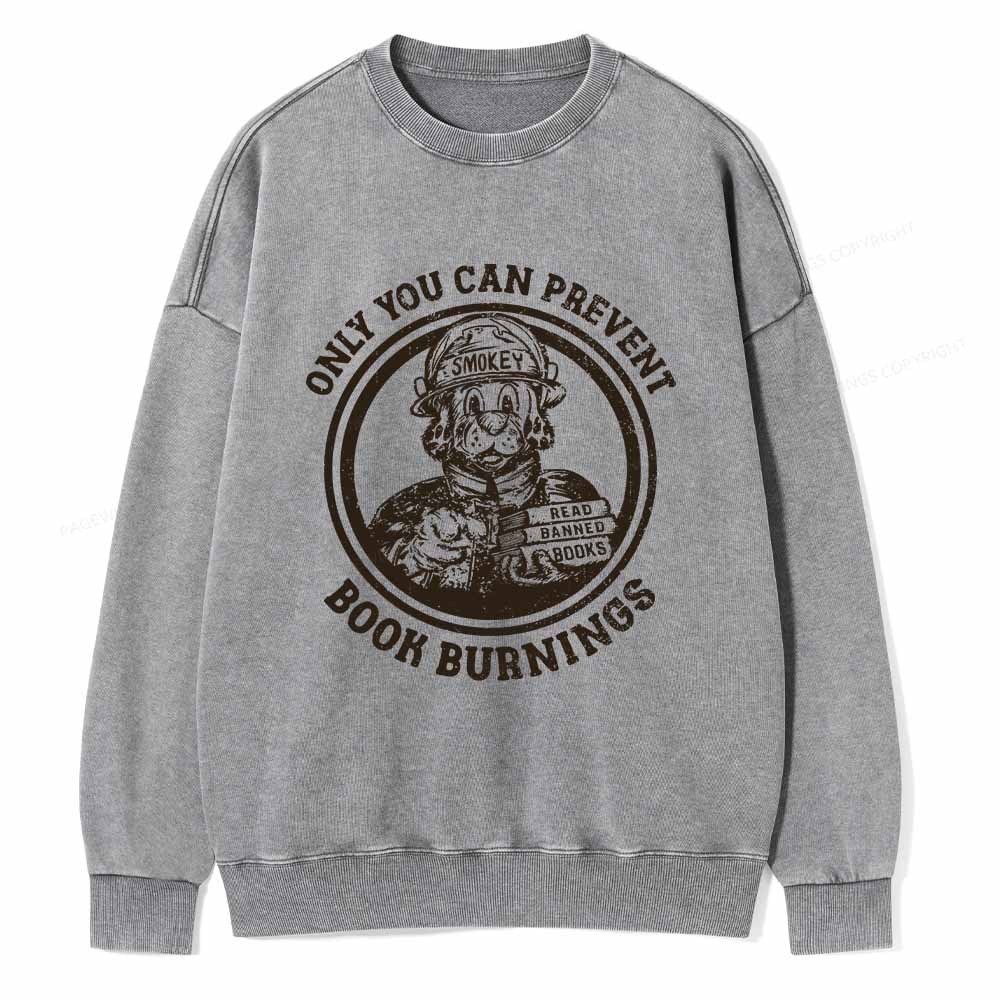 Pagewings Prevent Book Burnings Unisex Washed Sweatshirt