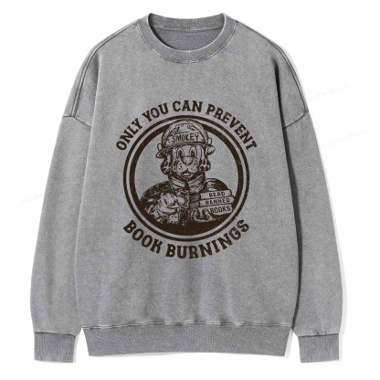 Pagewings Prevent Book Burnings Unisex Washed Sweatshirt