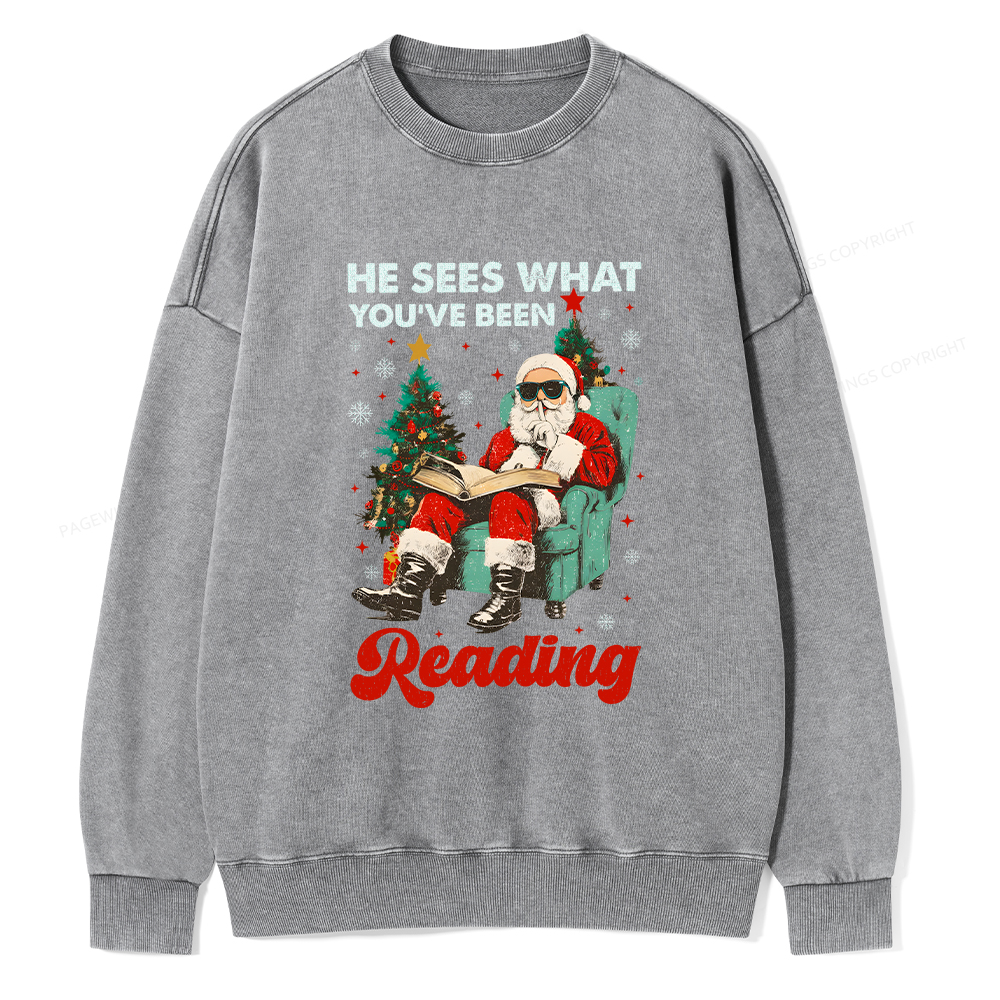Pagewings Christmas Reading Unisex Washed Sweatshirt