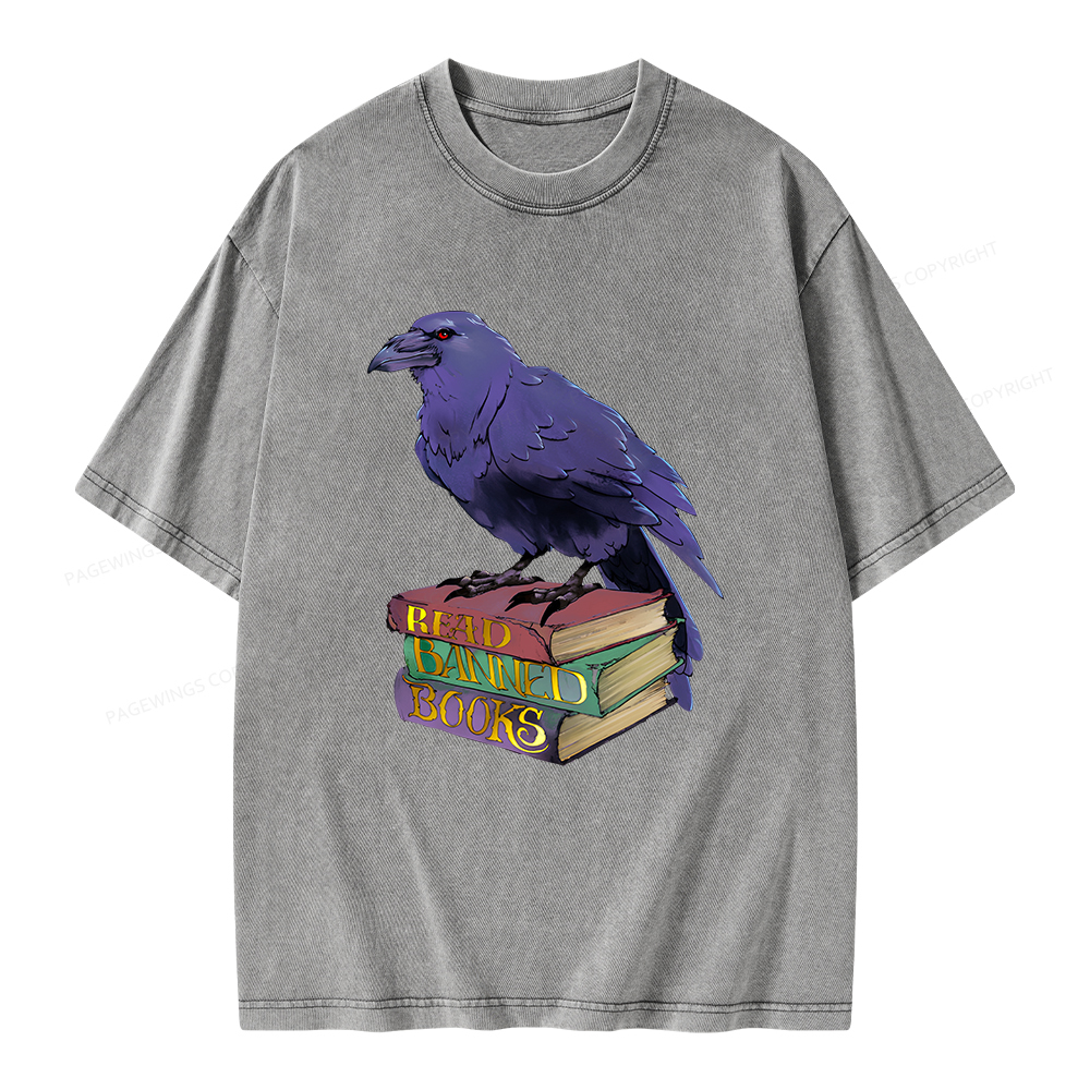 Pagewings Read Banned Books Unisex Washed T-shirt