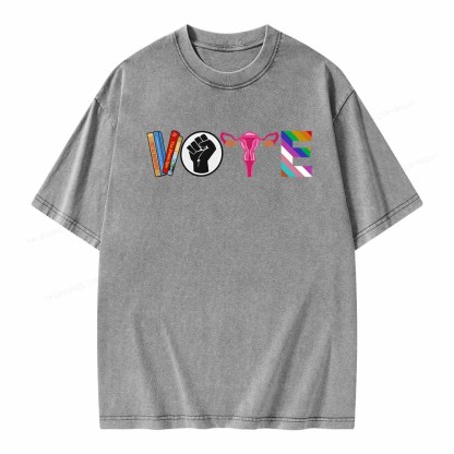Pagewings VOTE Banned Books T-Shirt Unisex Washed T-shirt