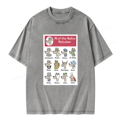 Pagewings All Of The Author Reindeer Unisex Washed T-shirt