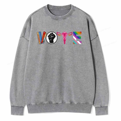 Pagewings VOTE Banned Books T-Shirt Unisex Washed Sweatshirt