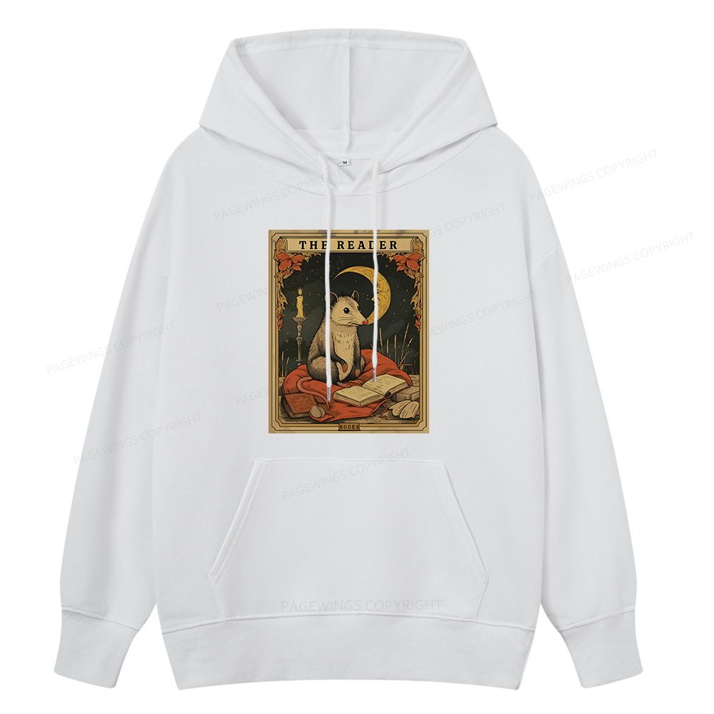 Pagewings The Reader Opossum Tarot Card Unisex Classic Hoodie