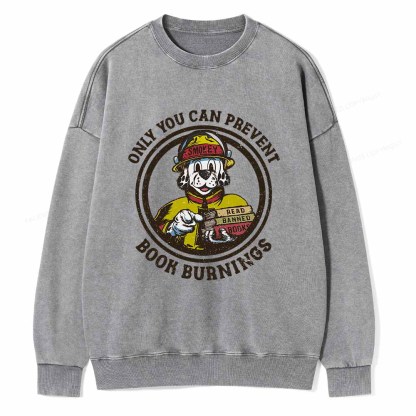 Pagewings Prevent Book Burnings Unisex Washed Sweatshirt
