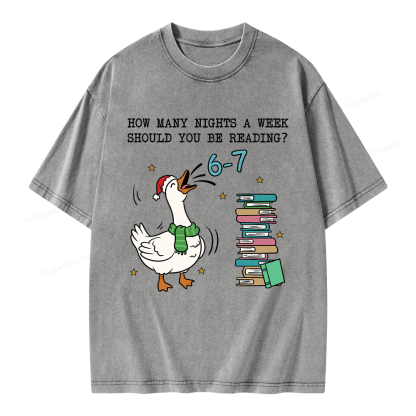 Pagewings How Many Nights A Week Should You Be Reading 6-7 Unisex Washed T-shirt