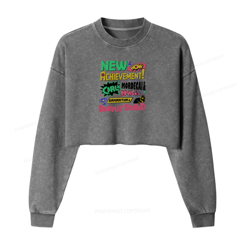 Pagewings New Achievement Women Washed Crop Sweatshirt