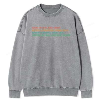 Pagewings Defend the Local Public Library Unisex Washed Sweatshirt
