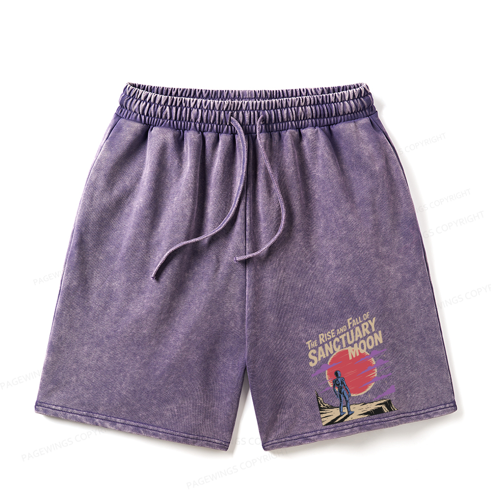 Pagewings The Rise And Fall Of Sanctuary Moon Unisex Washed Shorts