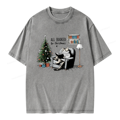Pagewings All Booked for Christmas Unisex Washed T-shirt