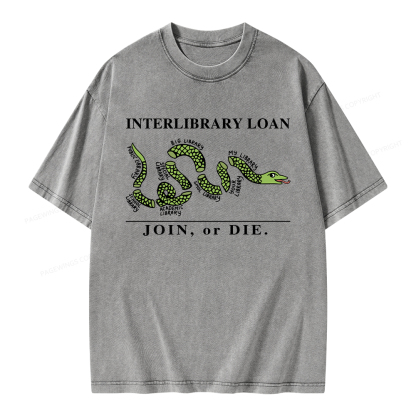 Pagewings Interlibrary Loan Unisex Washed T-shirt