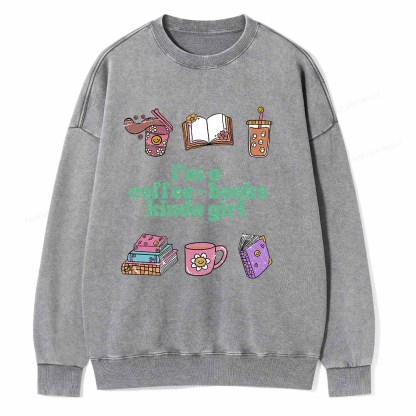 Pagewings I 'm A Coffee Books Kinda Girl Unisex Washed Sweatshirt