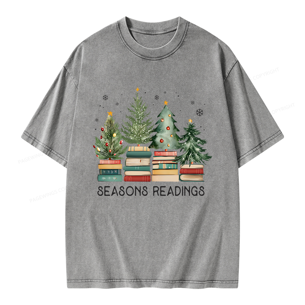 Pagewings Bookish Christmas Unisex Washed T-shirt