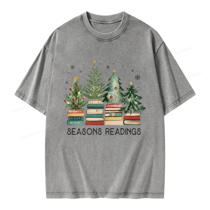 Pagewings Bookish Christmas Unisex Washed T-shirt