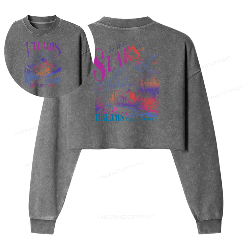 Pagewings Velaris City Of Starlight  Women Washed Crop Sweatshirt