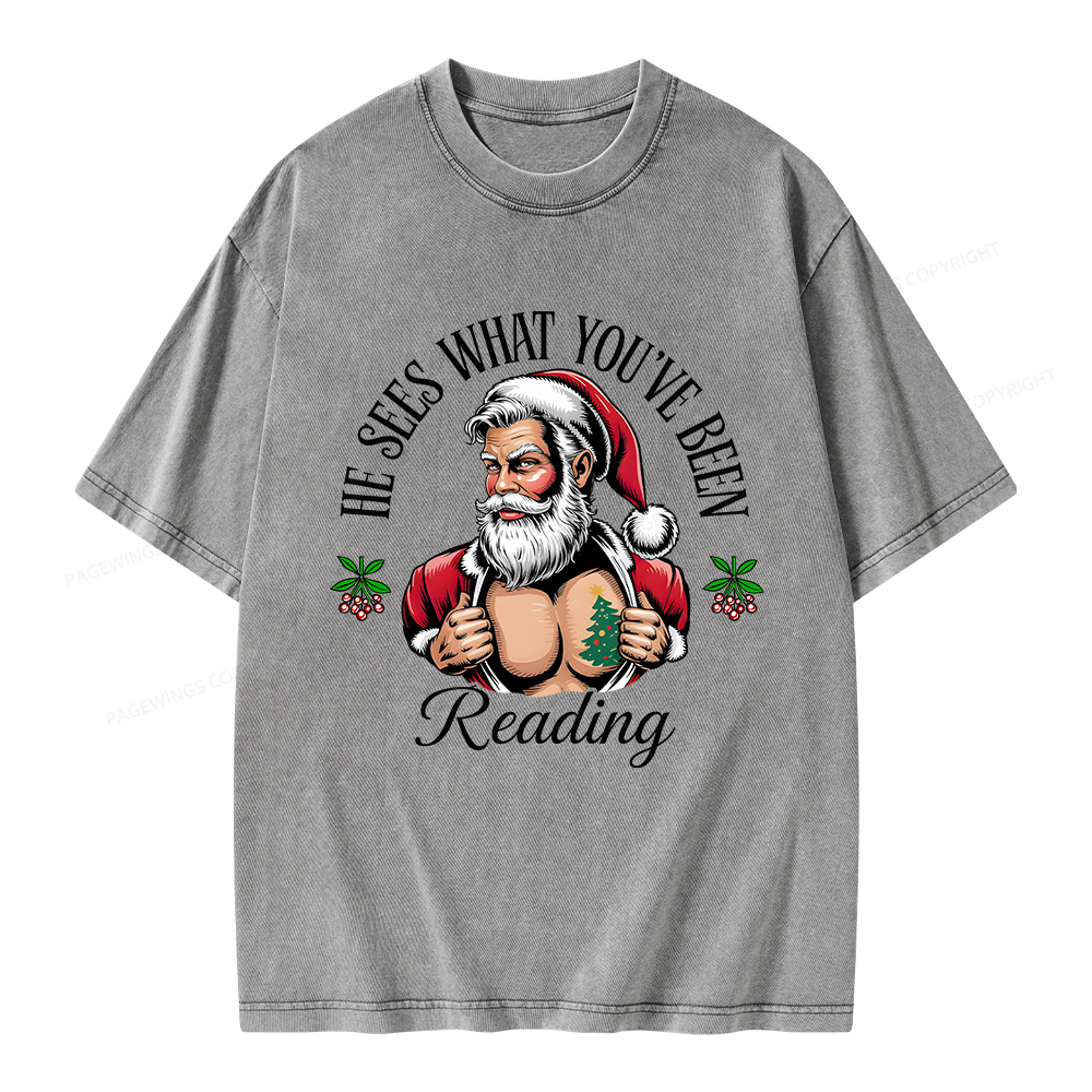Pagewings He Sees What You've Been Reading Unisex Washed T-shirt