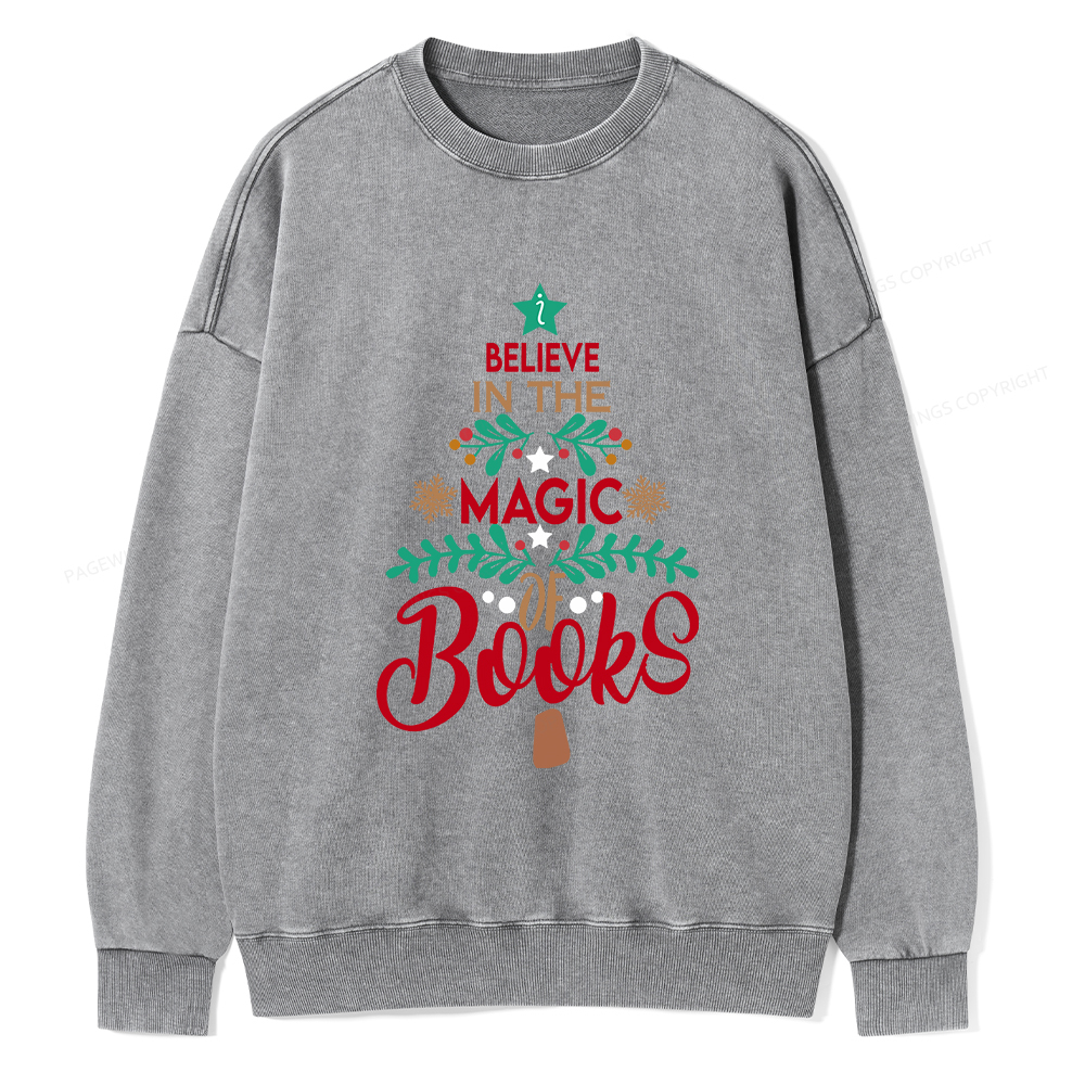 Pagewings Believe In The Magic Of Books Unisex Washed Sweatshirt