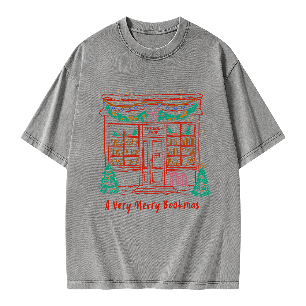 Pagewings Very Merry Bookmas Unisex Washed T-shirt