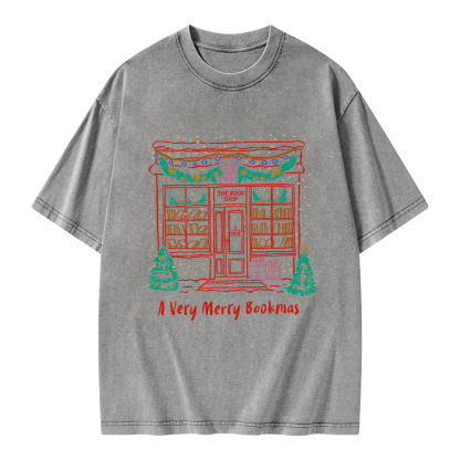 Pagewings Very Merry Bookmas Unisex Washed T-shirt