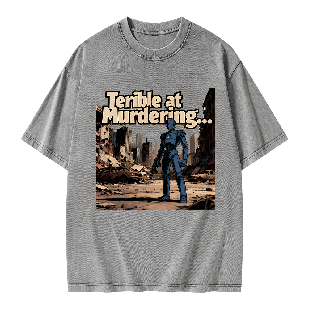 Pagewings Terible At Murdering... Great At Binging Unisex Washed T-shirt