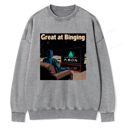 Pagewings Great At Binging Unisex Washed Sweatshirt