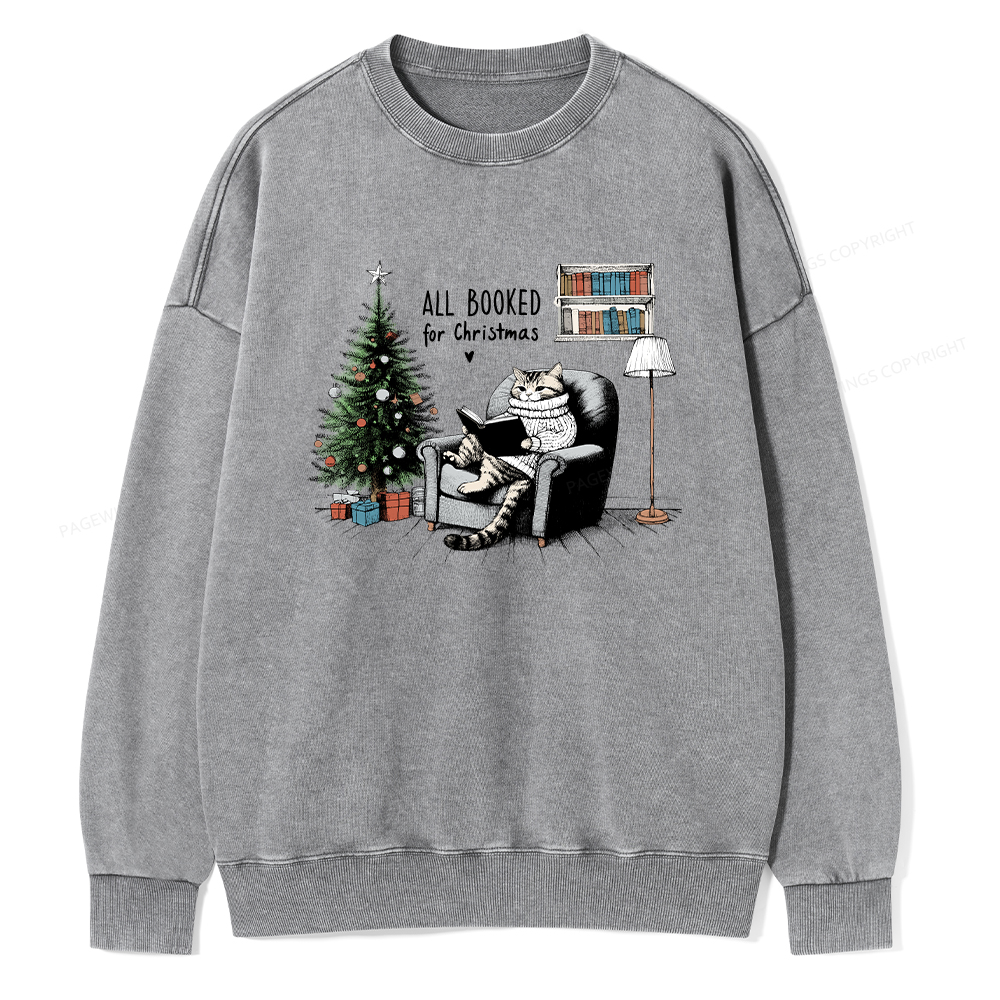 Pagewings All Booked for Christmas Unisex Washed Sweatshirt