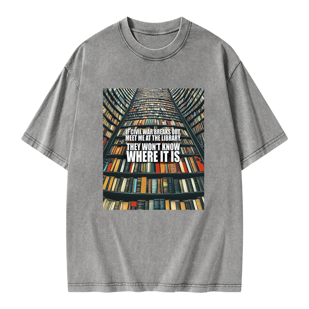 Pagewings Meet Me At The Library Unisex Washed T-shirt