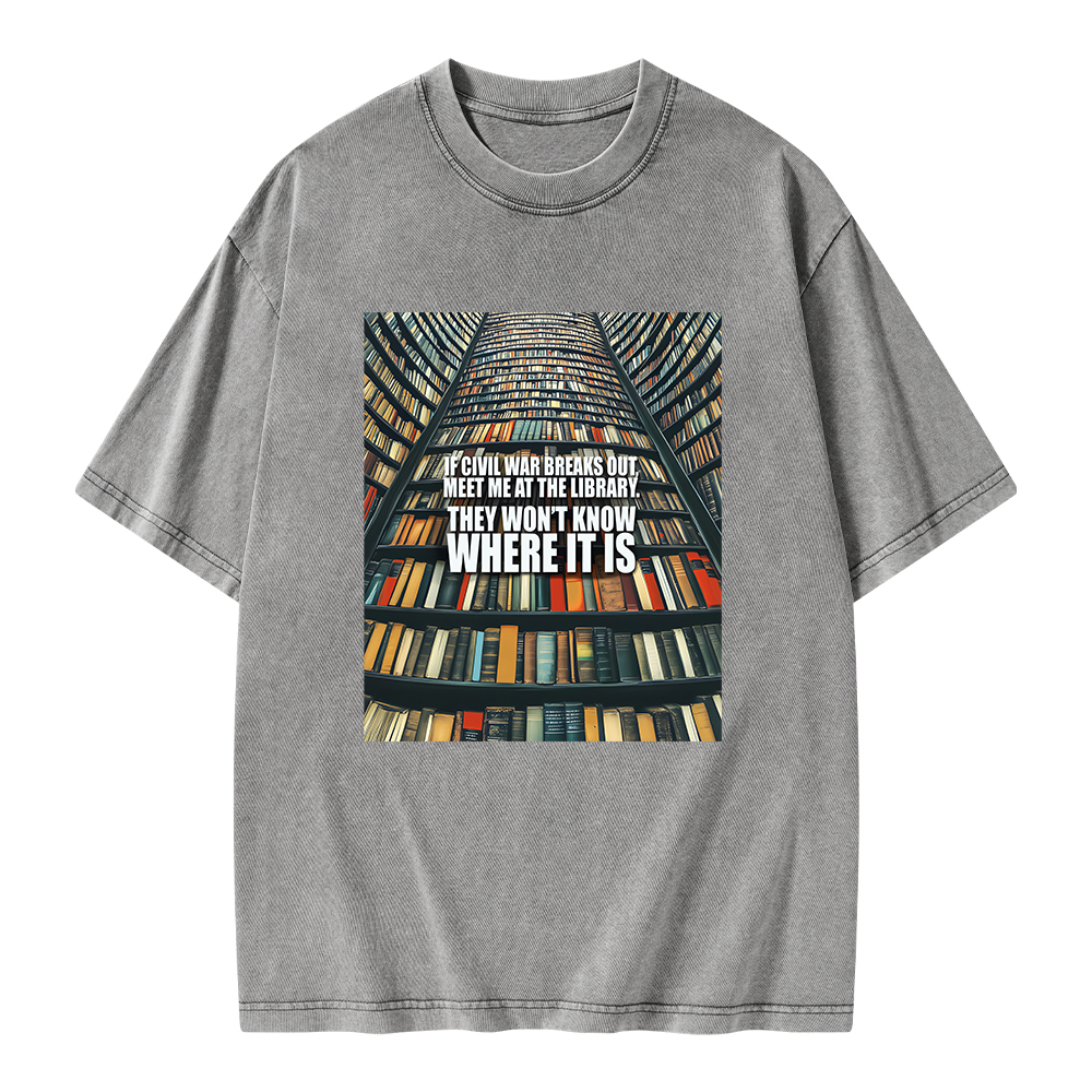 Pagewings Meet Me At The Library Unisex Washed T-shirt