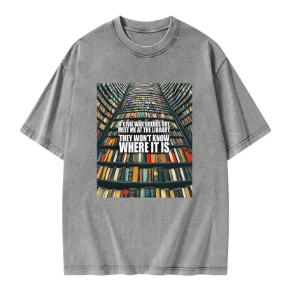 Pagewings Meet Me At The Library Unisex Washed T-shirt