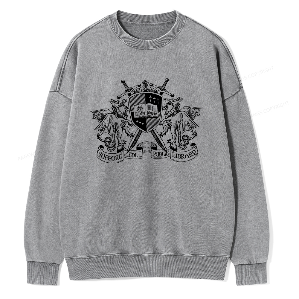 Pagewings Support The Public Library Unisex Washed Sweatshirt