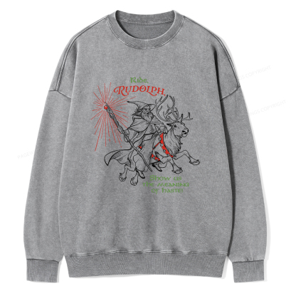 Pagewings Funny Christmas Show Us The Meaning Of Haste Unisex Washed Sweatshirt