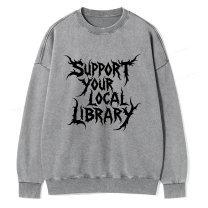 Pagewings Support Your Local Library Unisex Washed Sweatshirt