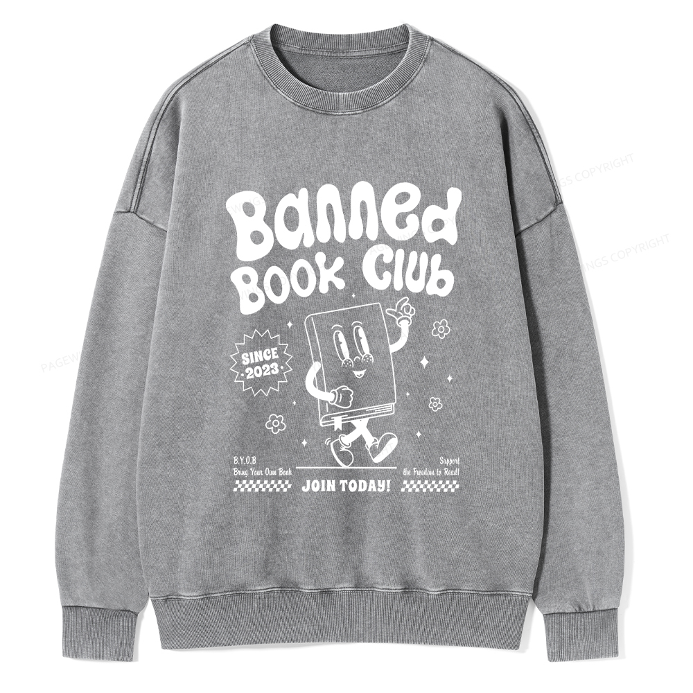 Pagewings Banned Book Club Unisex Washed Sweatshirt