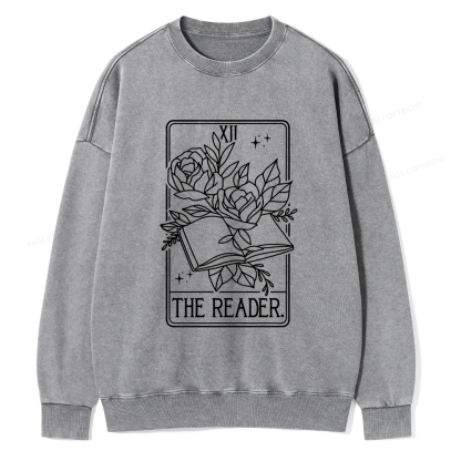 Pagewings The Reader Tarot Card Unisex Washed Sweatshirt