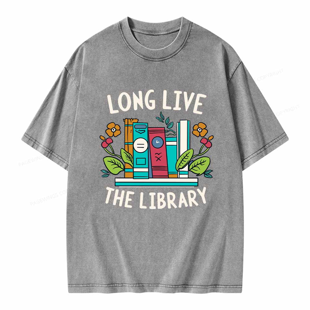 Pagewings Long Live The Library Unisex Washed T-shirt