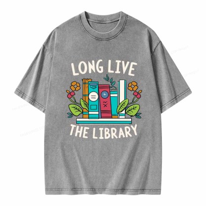 Pagewings Long Live The Library Unisex Washed T-shirt