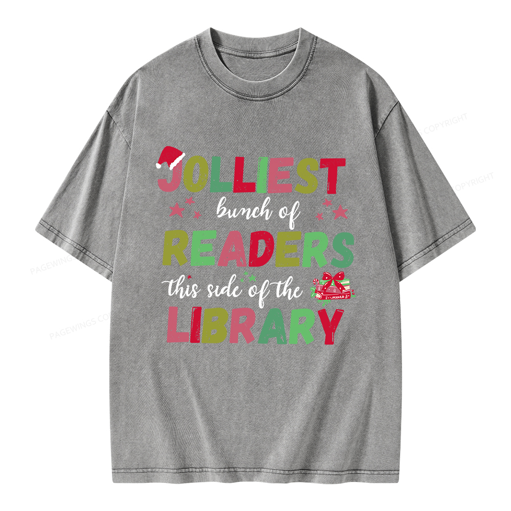 Pagewings Jolliest Bunch Of Readers This Side Of The Library Unisex Washed T-shirt
