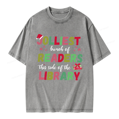 Pagewings Jolliest Bunch Of Readers This Side Of The Library Unisex Washed T-shirt