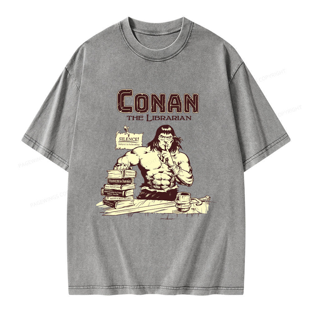 Pagewings Conan the Librarian Unisex Washed T-shirt