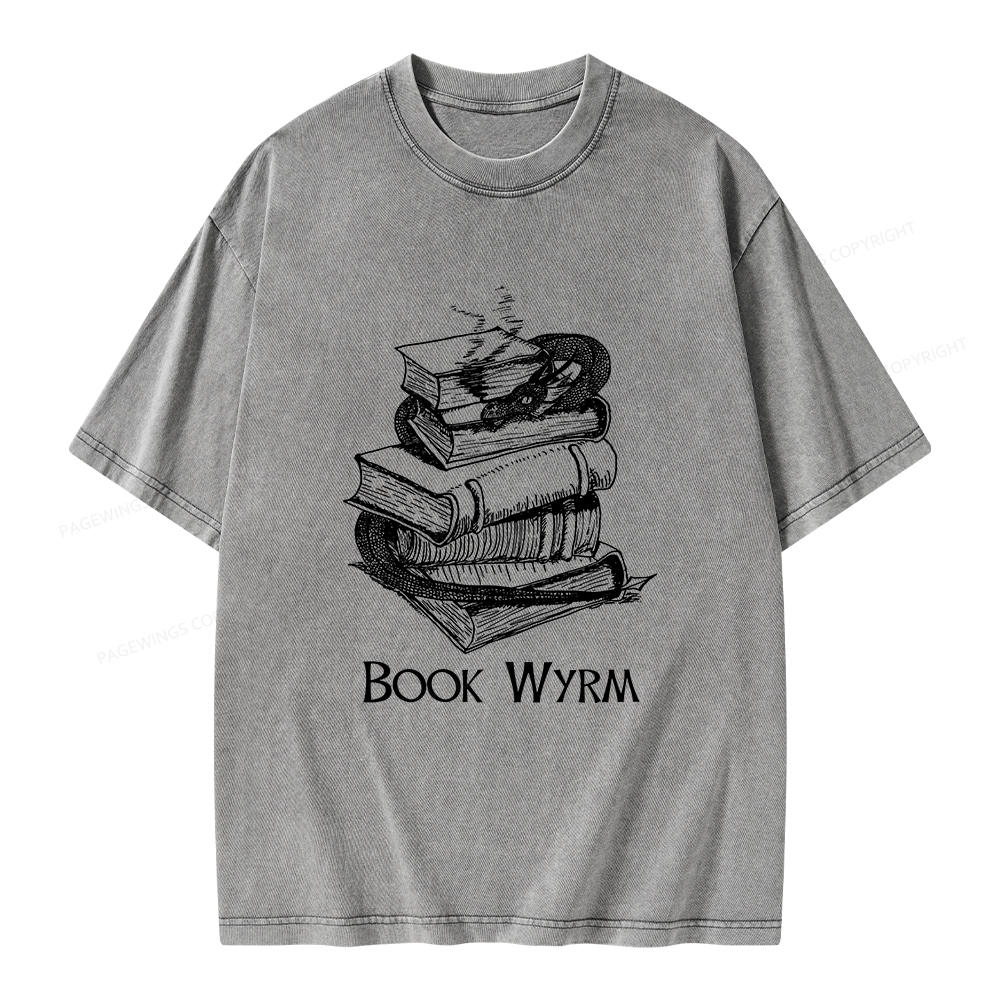 Pagewings Book Wyrm Unisex Washed T-shirt