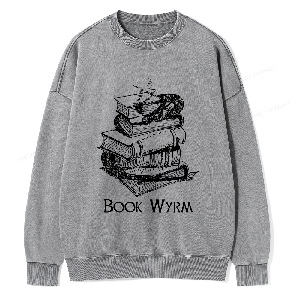 Pagewings Book Wyrm Unisex Washed Sweatshirt