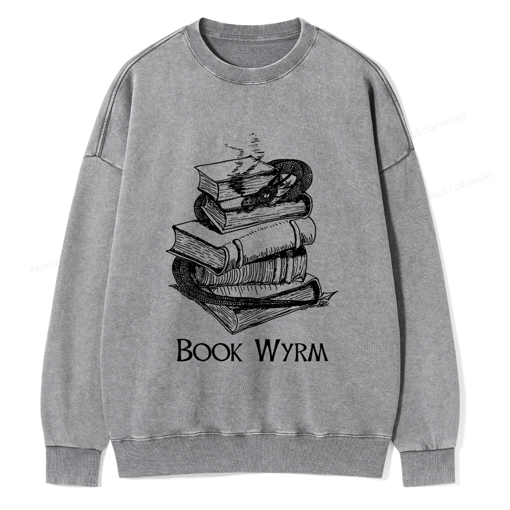 Pagewings Book Wyrm Unisex Washed Sweatshirt