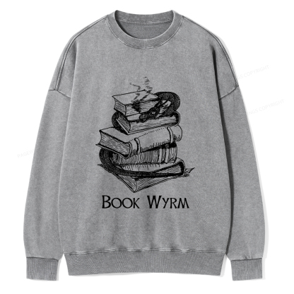 Pagewings Book Wyrm Unisex Washed Sweatshirt