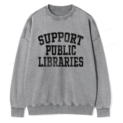 Pagewings Support Public Libraries Unisex Washed Sweatshirt