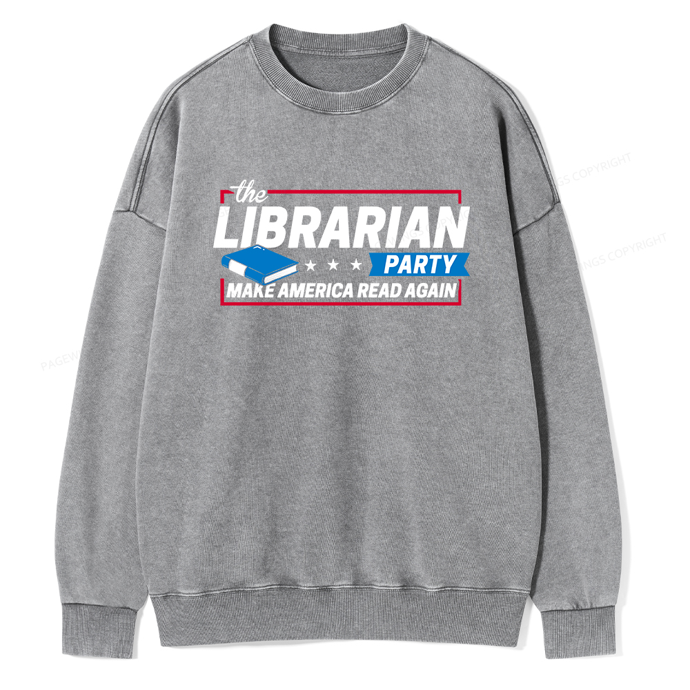 Pagewings The Librarian Party Unisex Washed Sweatshirt