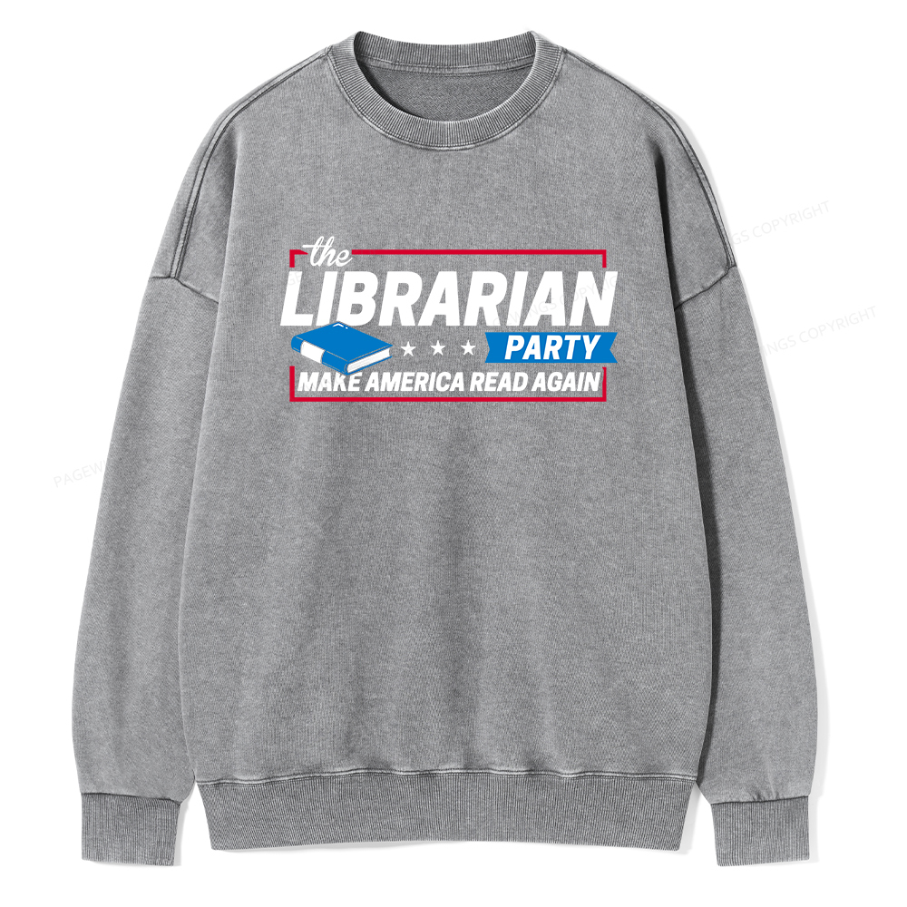 Pagewings The Librarian Party Unisex Washed Sweatshirt