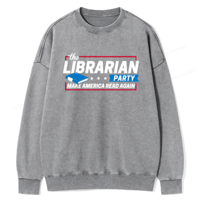 Pagewings The Librarian Party Unisex Washed Sweatshirt