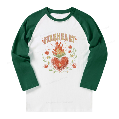 Pagewings Vintage Fire-heart Long Sleeve Raglan T-shirt