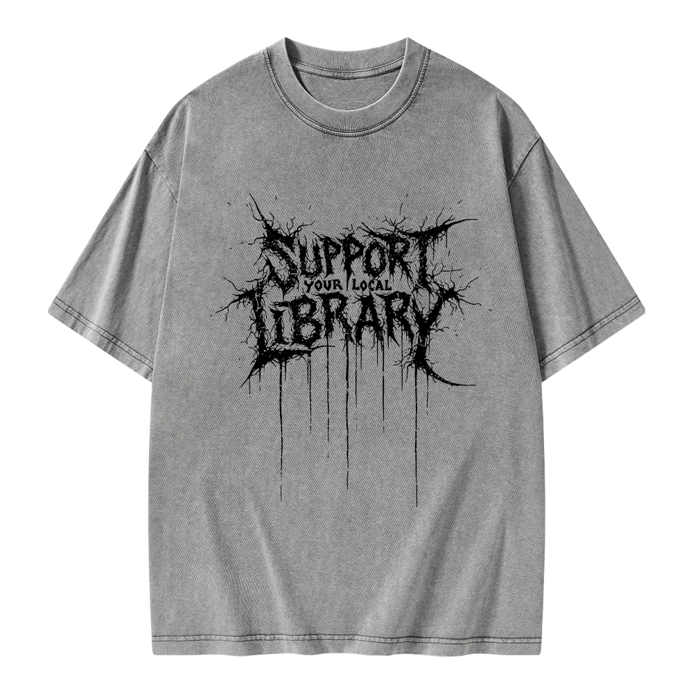 Pagewings Support Your Local Library Unisex Washed T-shirt